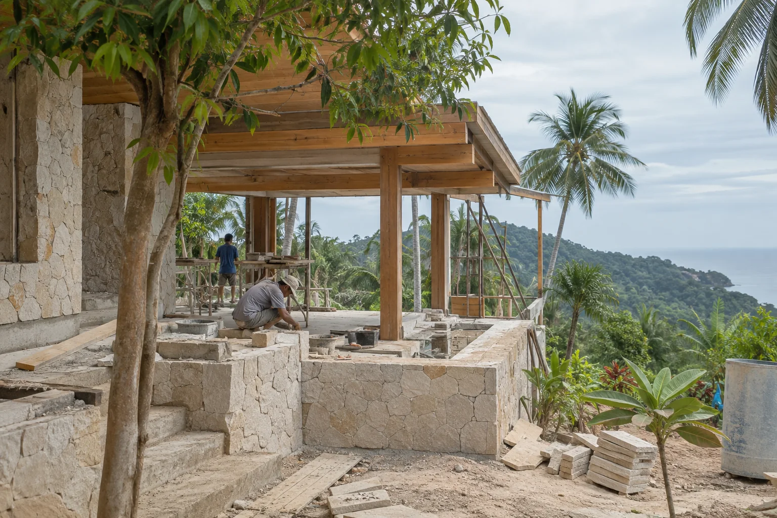 A plausible modest tropical building project illustrating the page topic