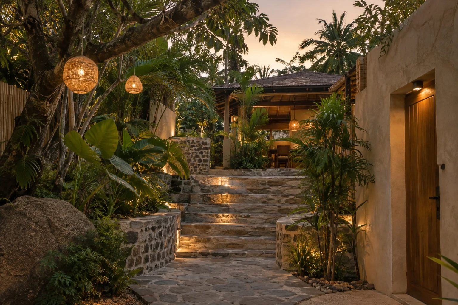 An operational aspect of the same concept, such as service access or a shared courtyard