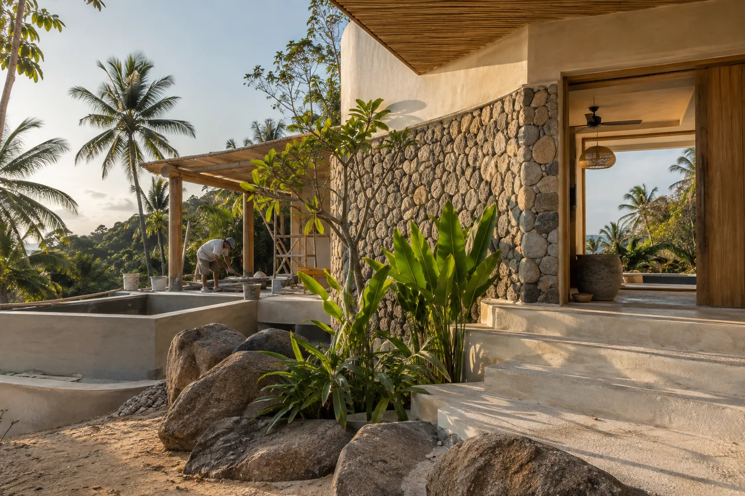 A plausible modest tropical building project illustrating the page topic