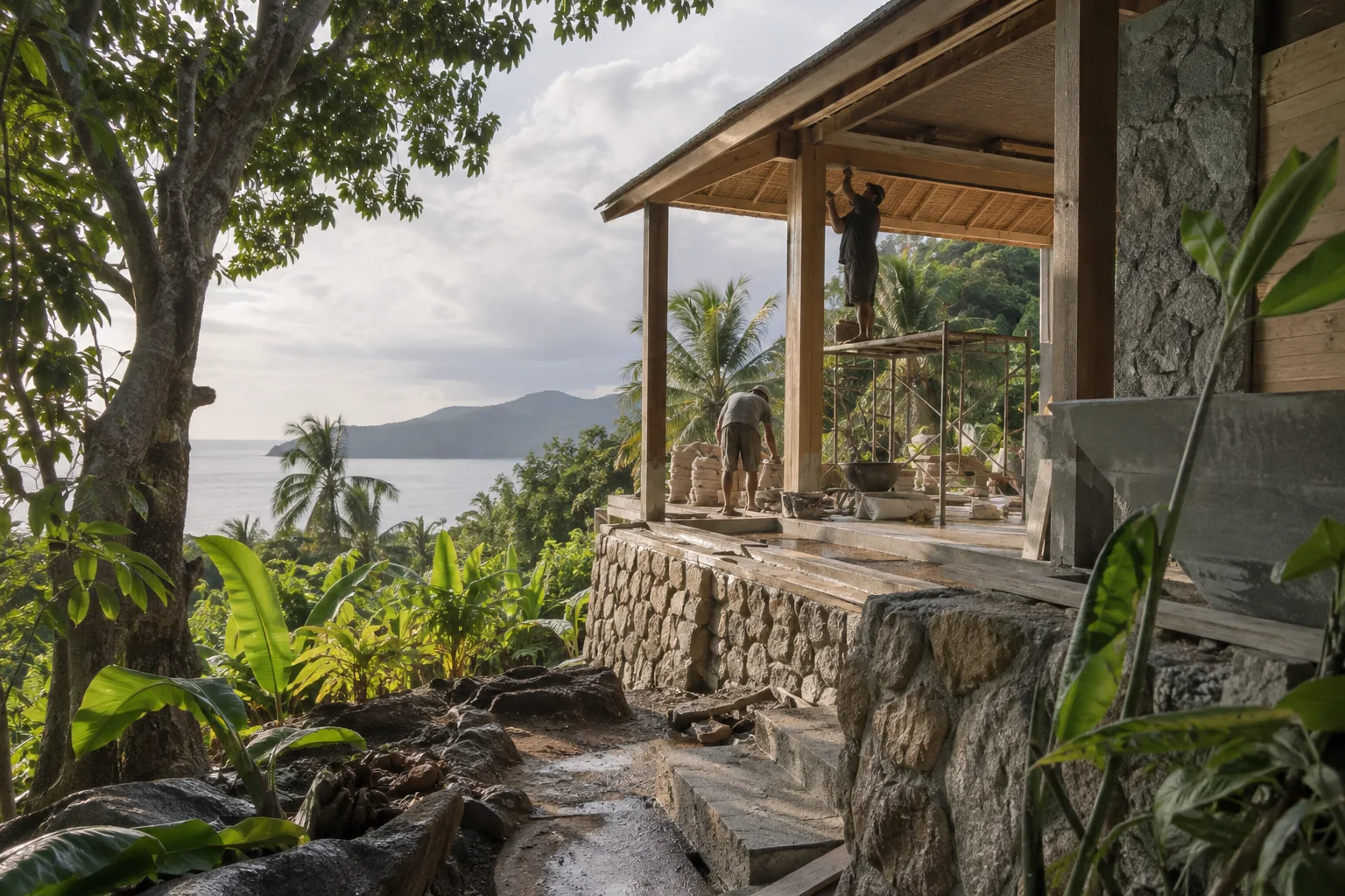A plausible modest tropical building project illustrating the page topic