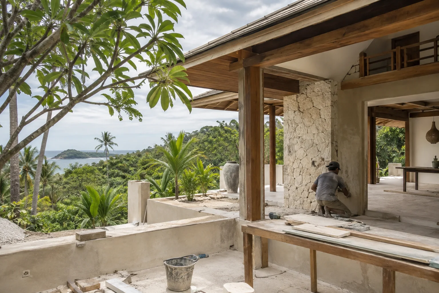 A plausible modest tropical building project illustrating the page topic