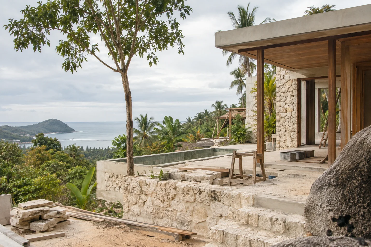 A plausible modest tropical building project illustrating the page topic