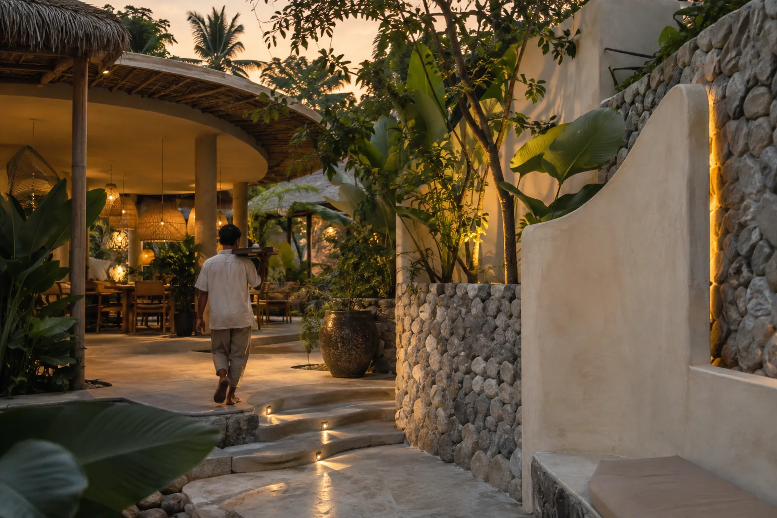 An operational aspect of the same concept, such as service access or a shared courtyard