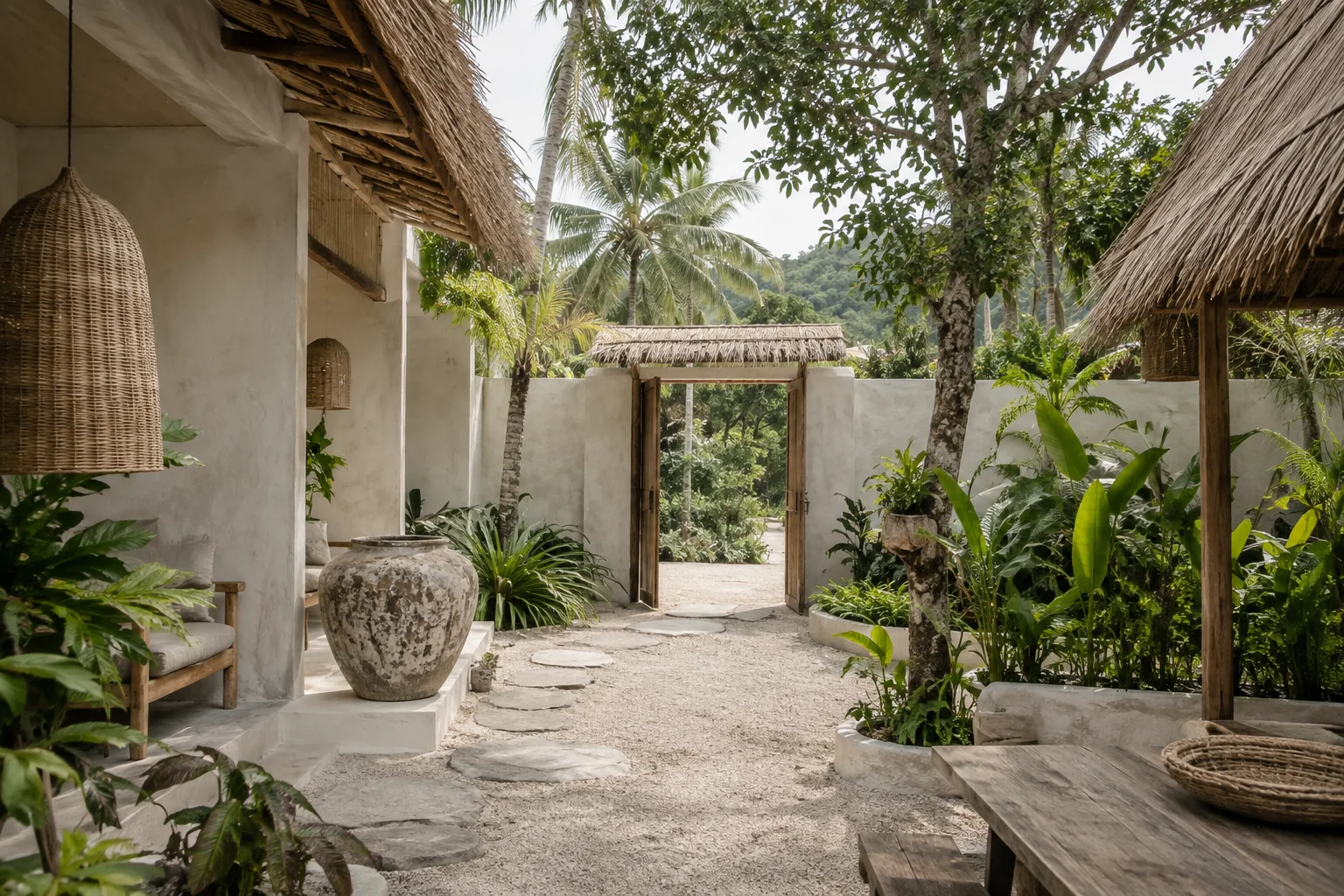 An operational aspect of the same concept, such as service access or a shared courtyard