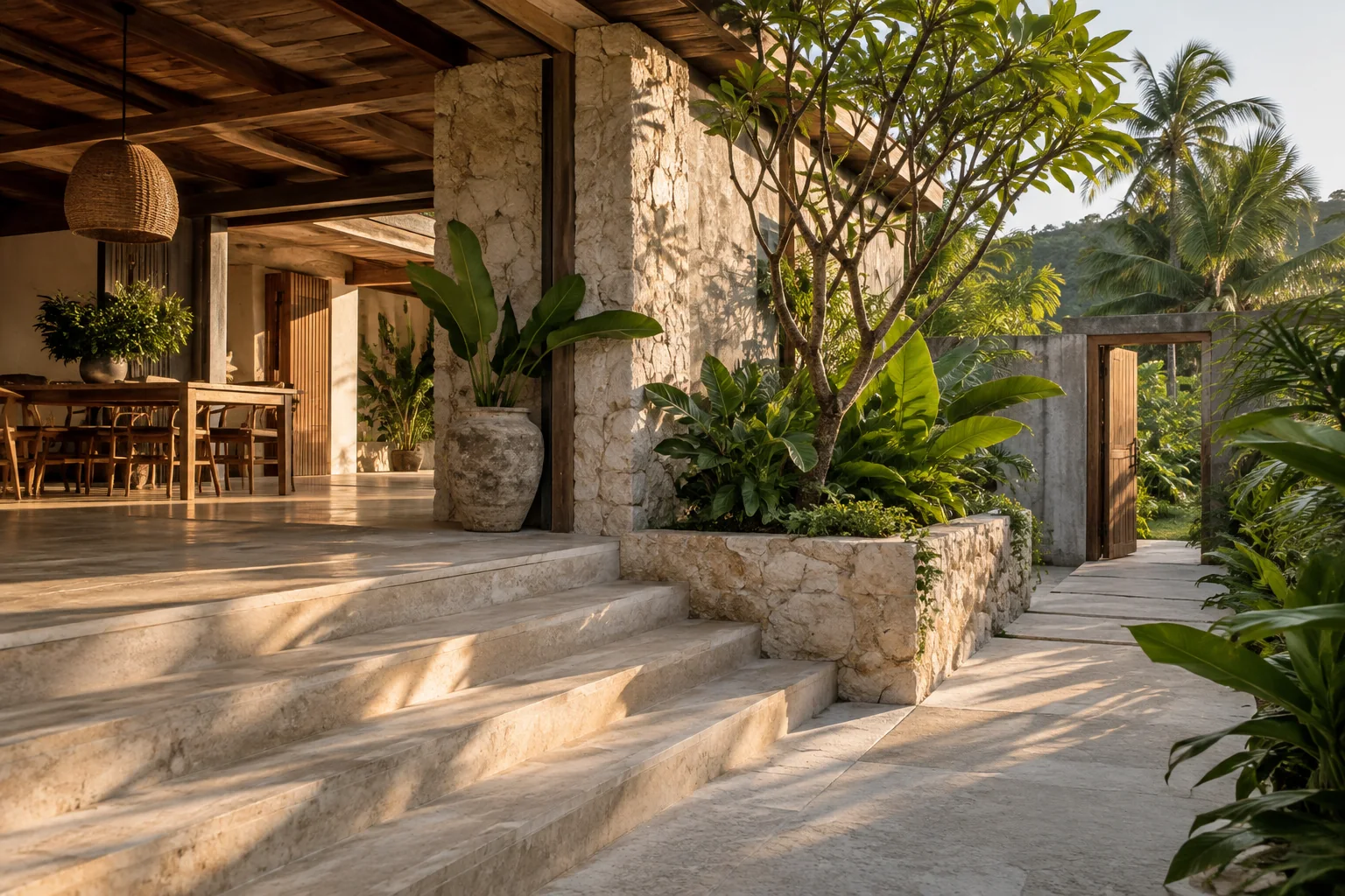 An operational aspect of the same concept, such as service access or a shared courtyard