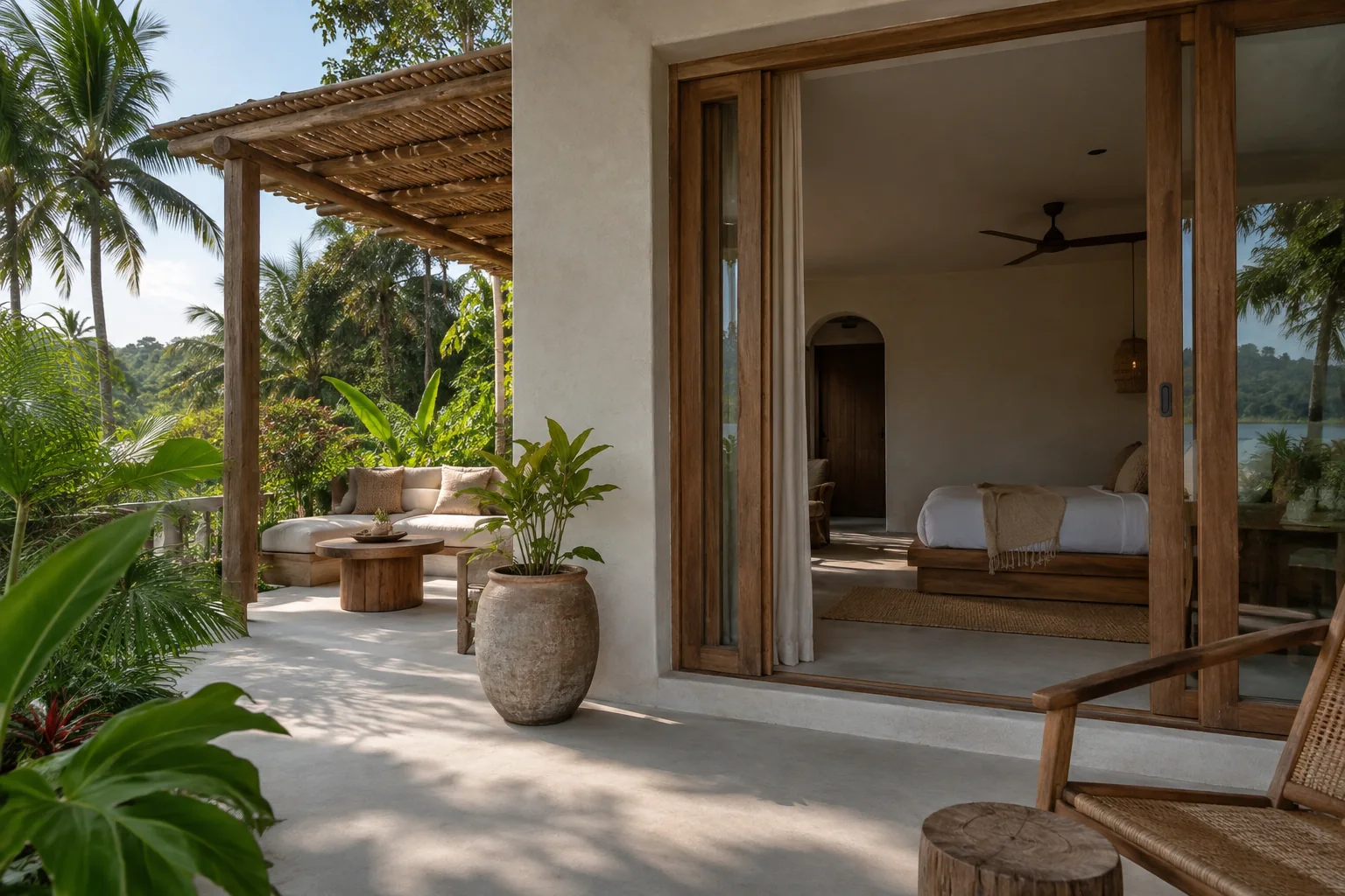 A close architectural view of the premises showing functional space and realistic furnishings