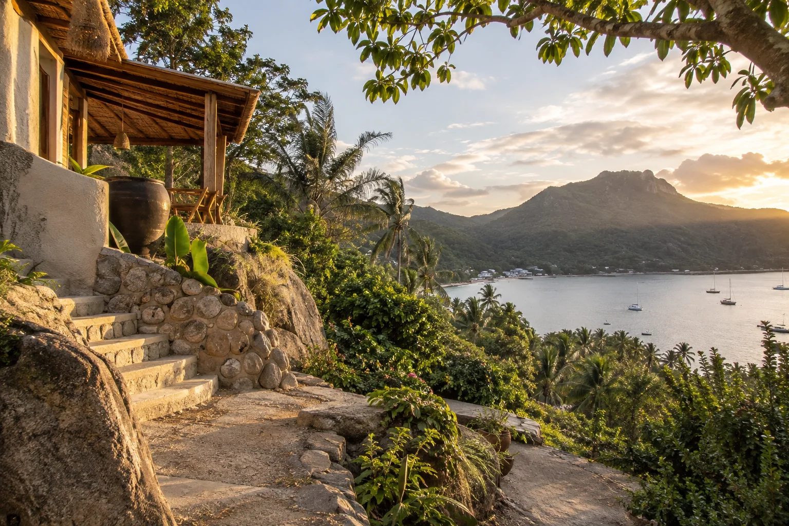 Tropical island architectural landscape, Koh Phangan