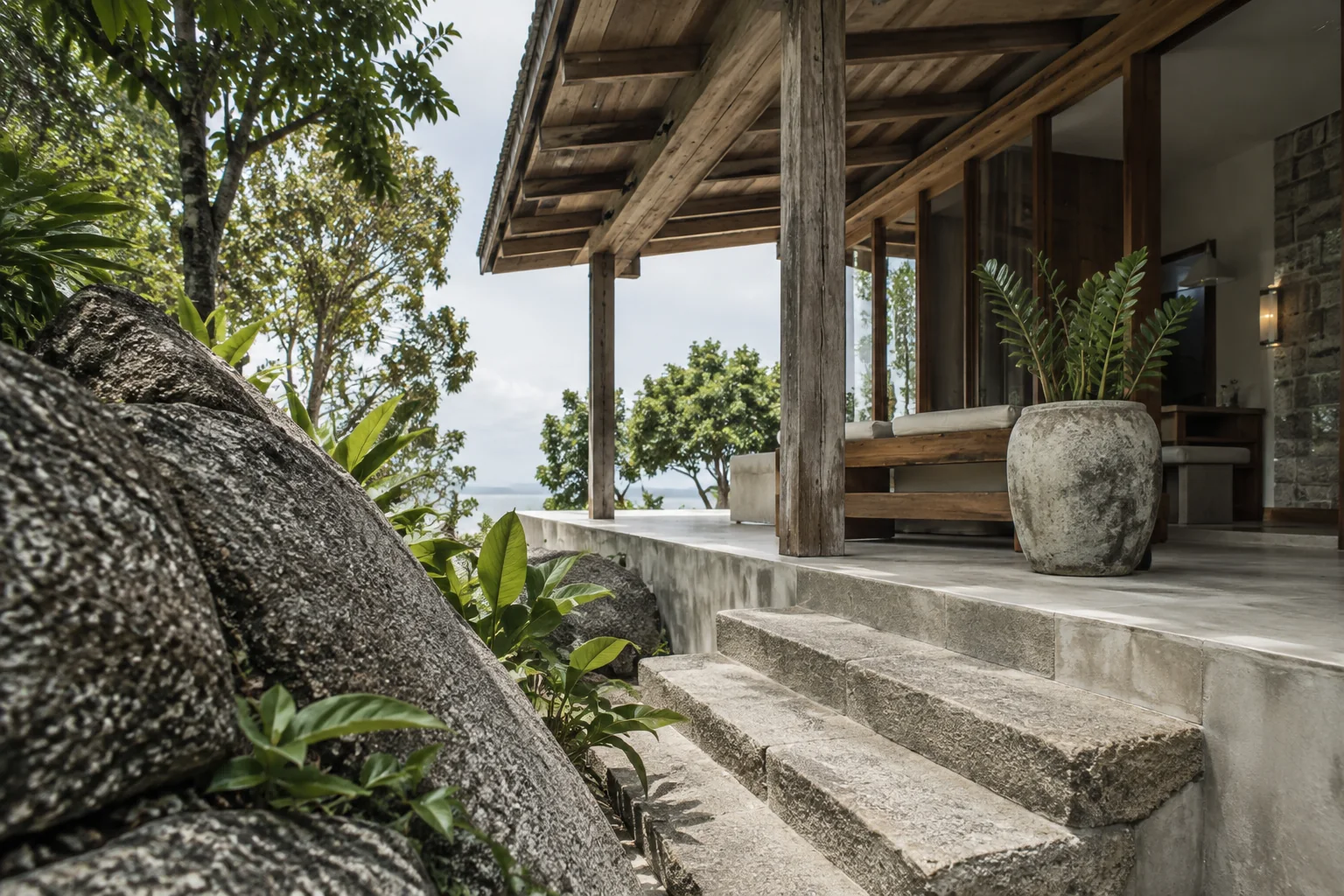 A third, closer scene showing a relevant material, architectural or site detail