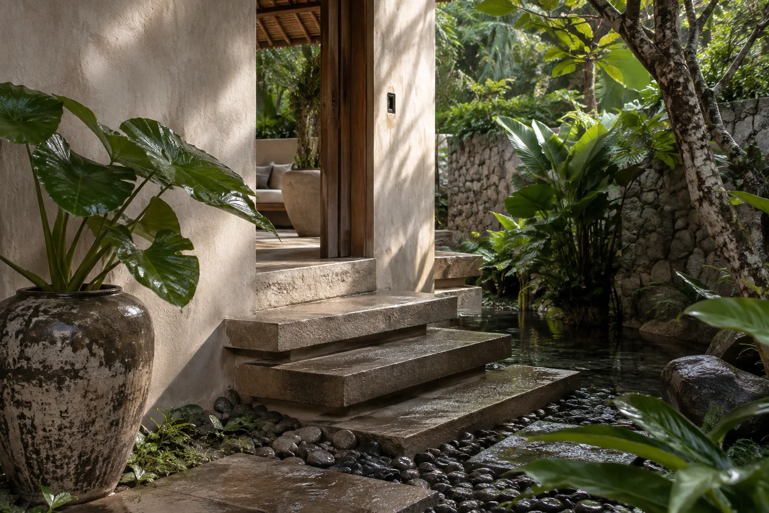 A third, closer scene showing a relevant material, architectural or site detail